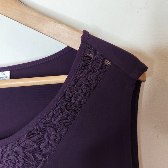 Susan Graver Liquid Knit Tank Purple Lace - Picture 5 of 8